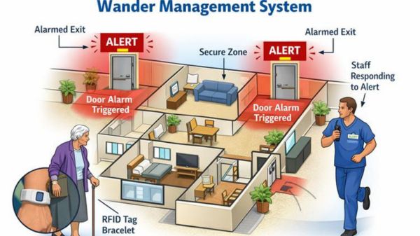 Hệ thống RTLS thiết lập vùng an toàn cho bệnh nhân có nguy cơ rời khỏi khu vực kiểm soát.